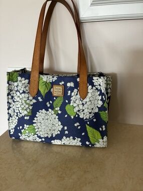 DOONEY & BOURKE Hydrangea Navy Blue Floral Satchel Tote Janine Bag - Flowers